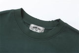 SSSAINT LOUIS Vintage Retro Distressed Logo Letter Print Round Neck Washed Worn High-Street Loose Tops T shirt Tee
