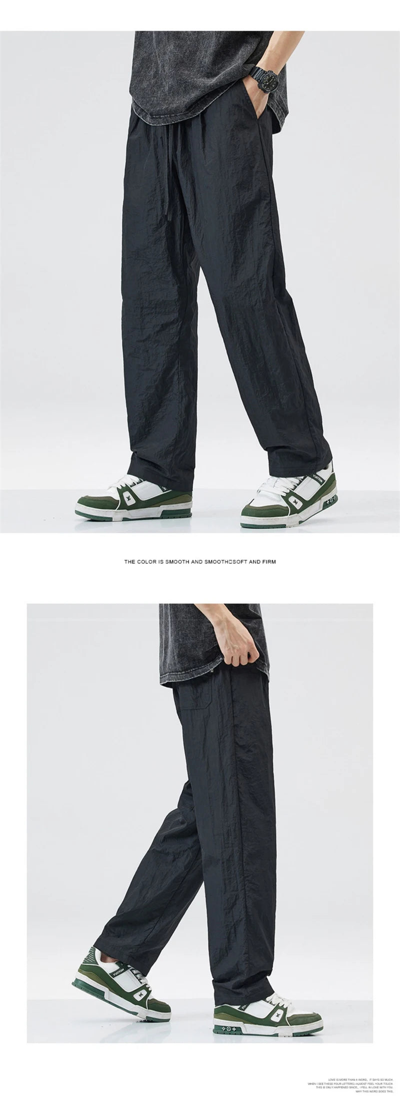 2024 new linen straight baggy pants for men summer breathable wide leg trousers y2k streetwear drawstring gym pantalones hombre unique default style 3281