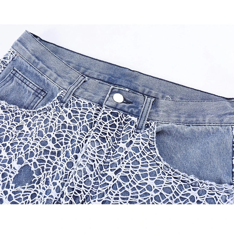 2023 cool design ripped hole mesh gothic blue baggy men jeans pants new fashion straight hip hop denim trousers pantalon homme unique jeans style 5152