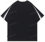Vaporwave Tribal flame – Streetwear Men Oversized Tshirts Black White Splicing Graphi