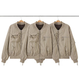 new 2024 khaki men rib sleeve fashion high couple baseball coats jackets abstract coat motor pilot winter warm 747 nan street - variant style 743b9f for streetwear fashion