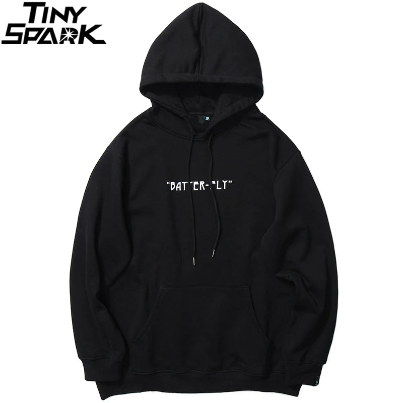 2023 Men Hip Hop Sweatshirt Hoodie Color Butterfly Streetwear Harajuku Pullover Hoodie Cotton Fleece Winter Autumn Black Hoodie