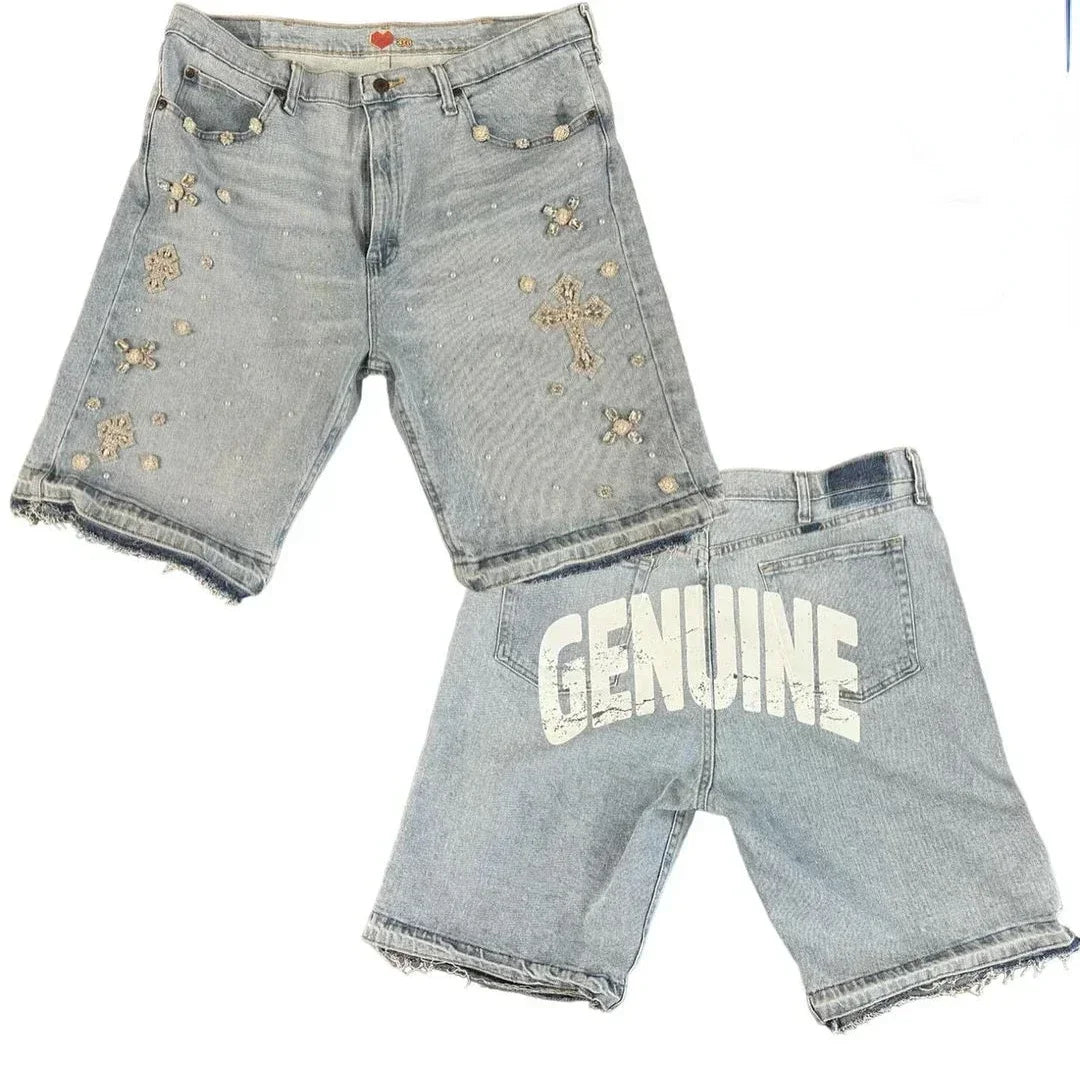 diamond embroidery sweatpants hip hop gothic cross print shorts and pants men hrajuku pattern casual wide leg y2k pants unique joggers style 4166