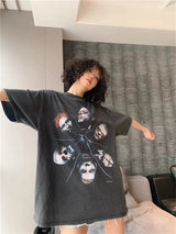 vaporwave streetwear top featuring vtg germany rock band retro portrait print washed old casual oversize cotton high street tops t shirts