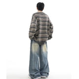 varsity flame knitwear, statement sweater, cozy knitwear for men, oversized grunge aesthetic winter top