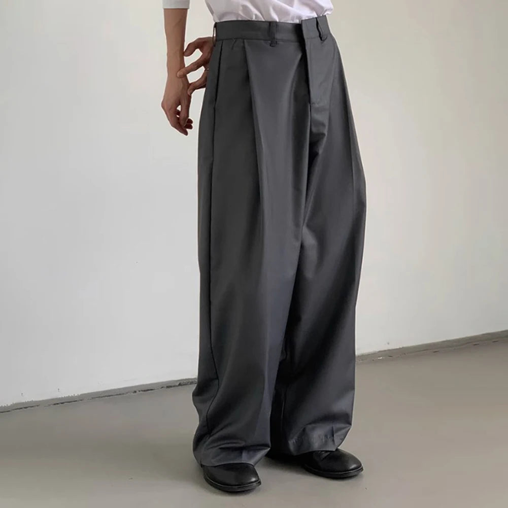 mens straight tube ice silk pants casual slacks youth thin wide leg pants business summer pants soft vintage trousers unique default style 978