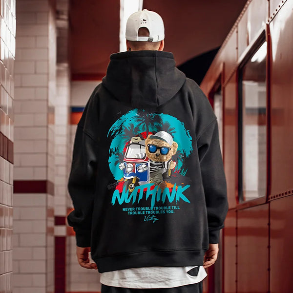 Funny Vacation Bear Graphic Printed Hoodies For Men Streetwear Hip Hop