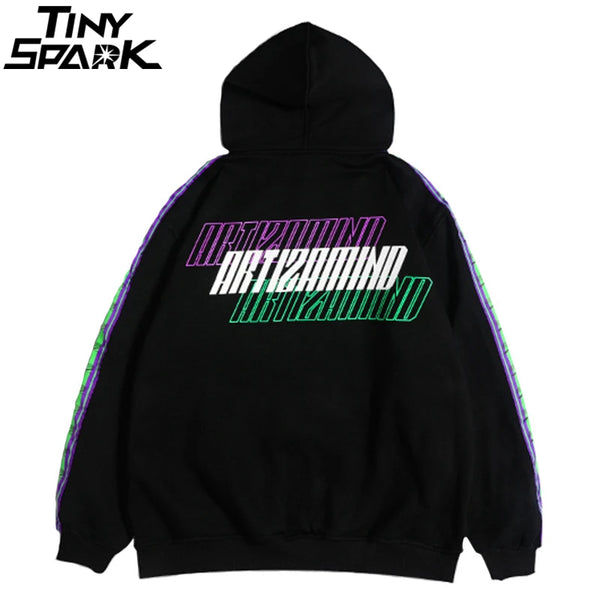 Men Hip Hop Hoodie Sweatshirt Drunk Illusion Chinese Character Hoodie Streetwear Casual Black Hooded Pullover Cotton Autumn 2023