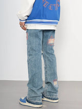 destroyed ripped jeans straight jean pants men biker jeans fashion zipper streetwear trousers hip hop pants joggers baggy jeans casual joggers