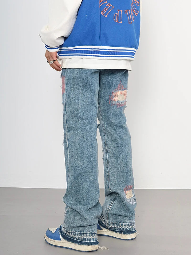 destroyed ripped jeans straight jean pants men biker jeans fashion zipper streetwear trousers hip hop pants joggers baggy jeans casual joggers