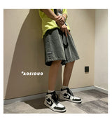 Korean Style Summer Men's Black Wide Leg Denim Shorts 2023 New Fashion Casual Baggy Short Jeans Male Brand Clothes