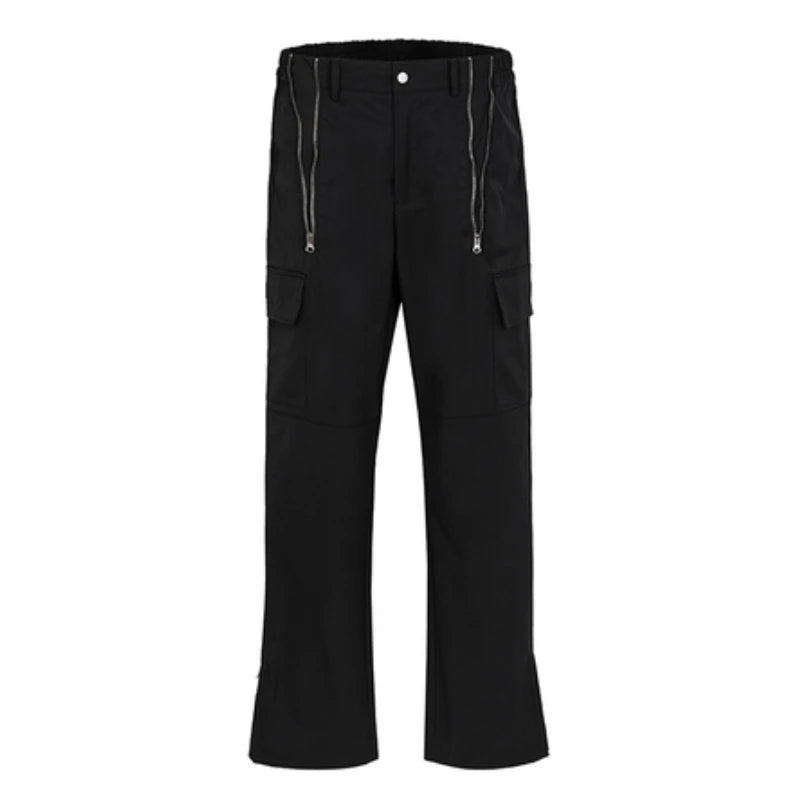 fashion zipper open waist pants with side pockets cargo pants trousers streetwear hip hop military casual pants joggers men unique joggers style 971