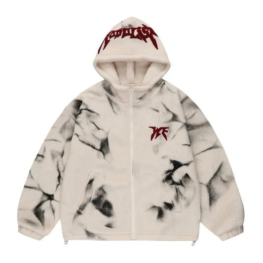 mens harajuku graffiti fleece jackets and coats letter embroidery hairy zipper outerwear warm streetwear parkas bomber jacket - variant style fabd1e for streetwear fashion