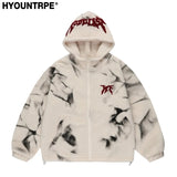 mens harajuku graffiti fleece jackets and coats letter embroidery hairy zipper outerwear warm streetwear parkas bomber jacket - variant style fabd1e for streetwear fashion