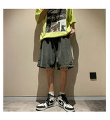 Korean Style Summer Men's Black Wide Leg Denim Shorts 2023 New Fashion Casual Baggy Short Jeans Male Brand Clothes