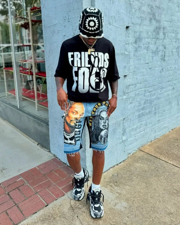 Anime Vintage print – Retro Gothic Letter Pattern Printed Oversized T Shirt Mens F