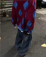 oversized knit pullover, fall/winter fashion, soft knit pullover with flame design, y2k fashion statement
