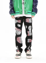 patchwork harajuku denim jeans mens zipper jeans hip hop fashion streetwear new casual straight joggers pants jeans for men unique joggers style 2462