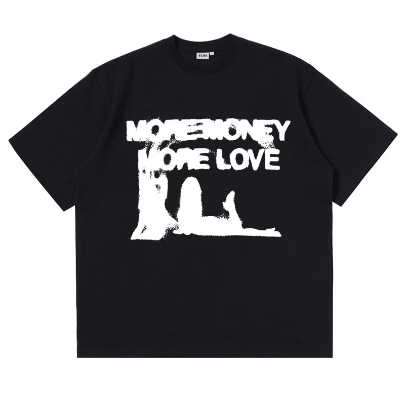 harajuku anime drip tee with chaotic cartoon burst and blur