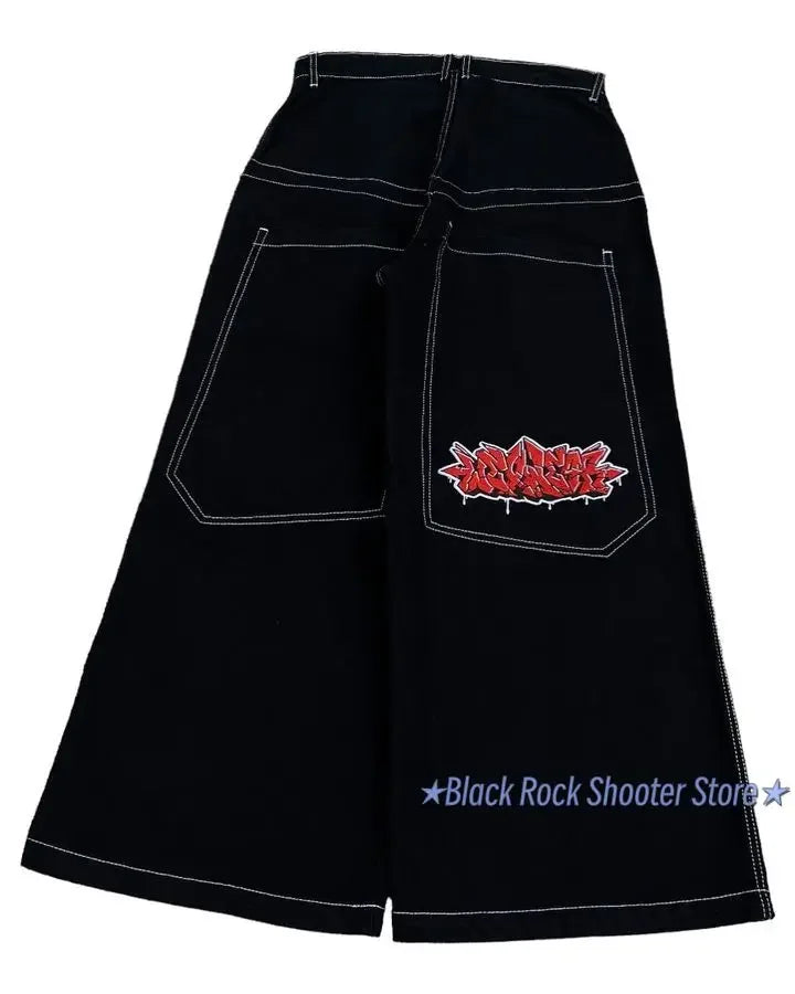 harajuku y2k streetwear wexwear jeans gothic hip hop letter embroidery baggy jeans pants womens high waist wide leg trousers unique jeans style 2275