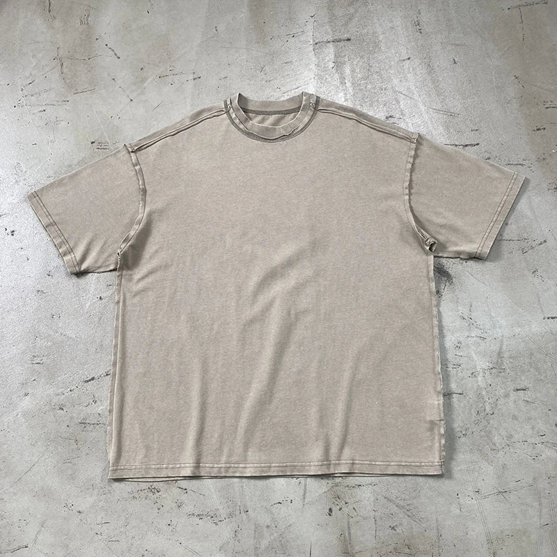Skatercore Chrome logo – 2024 Summer New Washed Oversized Tshirt Worn Out Retro Distr