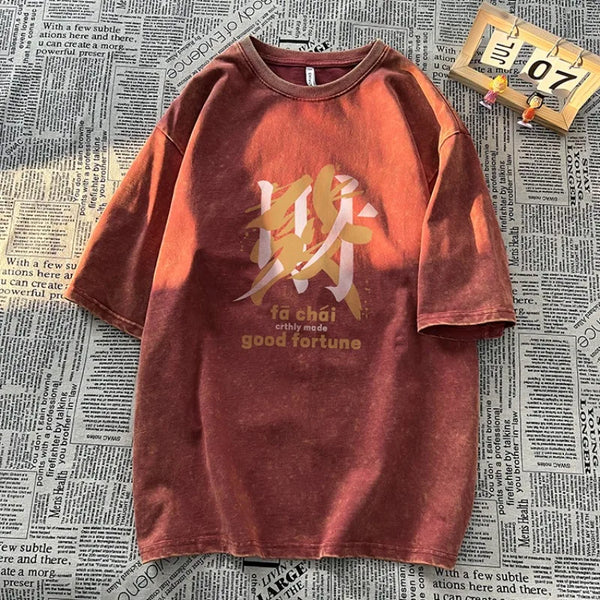 Anime Graphic tee – Vintage Streetwear T Shirts Acid Washed Printed T Shirt 100