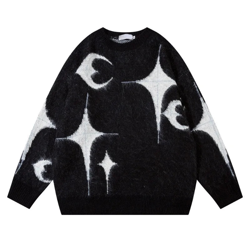 harajuku knitted sweater unisex autumn winter sweaters men casual o neck pullovers streetwear warm sweaters jumpers knitwear - Y2K grunge street style, trendy hip hop fashion hoodie, unisex casual winter pullover