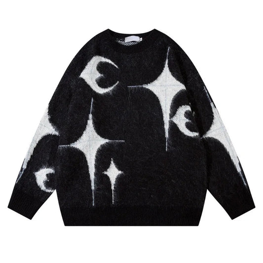 harajuku knitted sweater unisex autumn winter sweaters men casual o neck pullovers streetwear warm sweaters jumpers knitwear - Y2K grunge street style, trendy hip hop fashion hoodie, unisex casual winter pullover