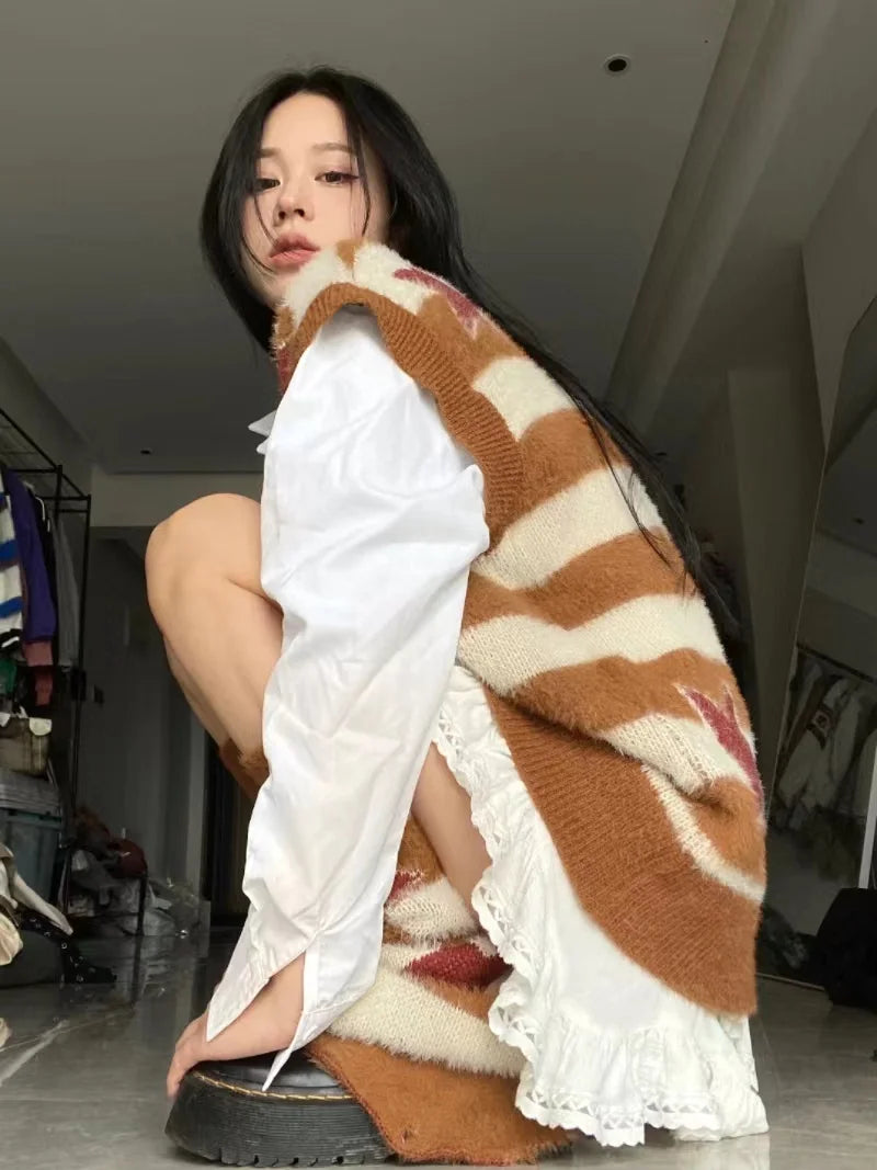 grunge knit pullover for fall and winter, oversized aesthetic with urban style, mens fashion layer for modern streetwear coll