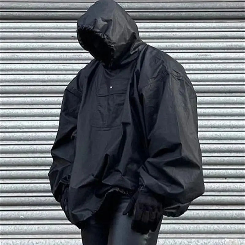 gothic crying character featuring autumn kanye high street coated fabric waterproof extra loose mens and womens large charge shirts