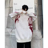 oversized knit pullover, fall/winter fashion, soft knit pullover with flame design, y2k fashion statement