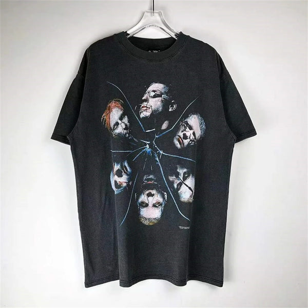 trapwear streetwear top featuring vtg germany rock band retro portrait print washed old casual oversize cotton high street tops t shirts