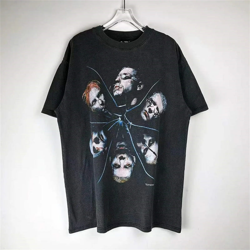 trapwear streetwear top featuring vtg germany rock band retro portrait print washed old casual oversize cotton high street tops t shirts