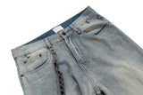 detachable leather chain washed baggy jeans for men and women straight streetwear casual denim trousers oversized cargo pants unique cargo style 287