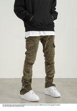 mens corduroy cargo pants new casual hip hop side pockets skinny trousers streetwear bottom zipper fashion slim fit pant joggers unique joggers style 4104