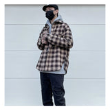 Mens Plaid Shirts New Fashion Single Breasted Hip Hop Loose Shirts Autumn Winter Casual Long Sleeve High Street Streetwear
