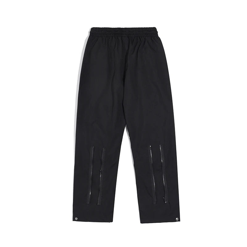 retro hip hop drawstring back zipper breathable casual trousers mens straight solid color vibe style oversized track pants unique default style 427