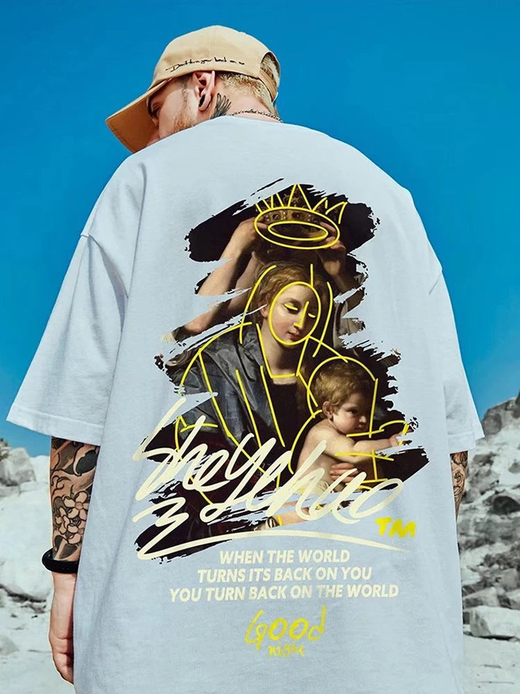 Sadcore Tribal flames – Maternal Love Gothic T Shirts 2025 Summer Casual Short Sleeve