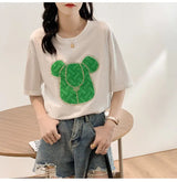 Gothic Aesthetic print tee – New Luxury Sweet Girl Giraffe Diamonds Crystals T Shirts Kor