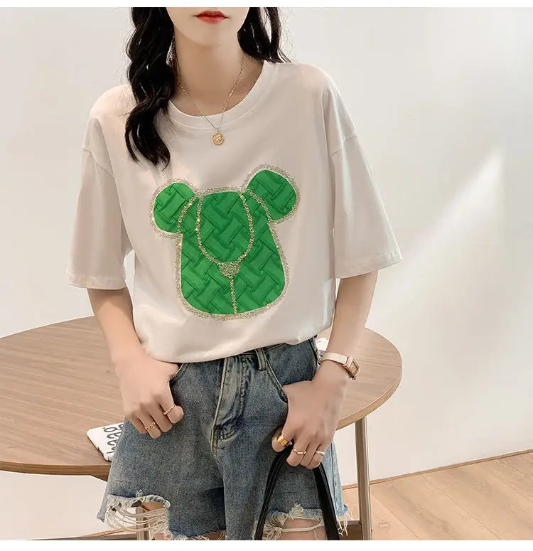 Gothic Aesthetic print tee – New Luxury Sweet Girl Giraffe Diamonds Crystals T Shirts Kor