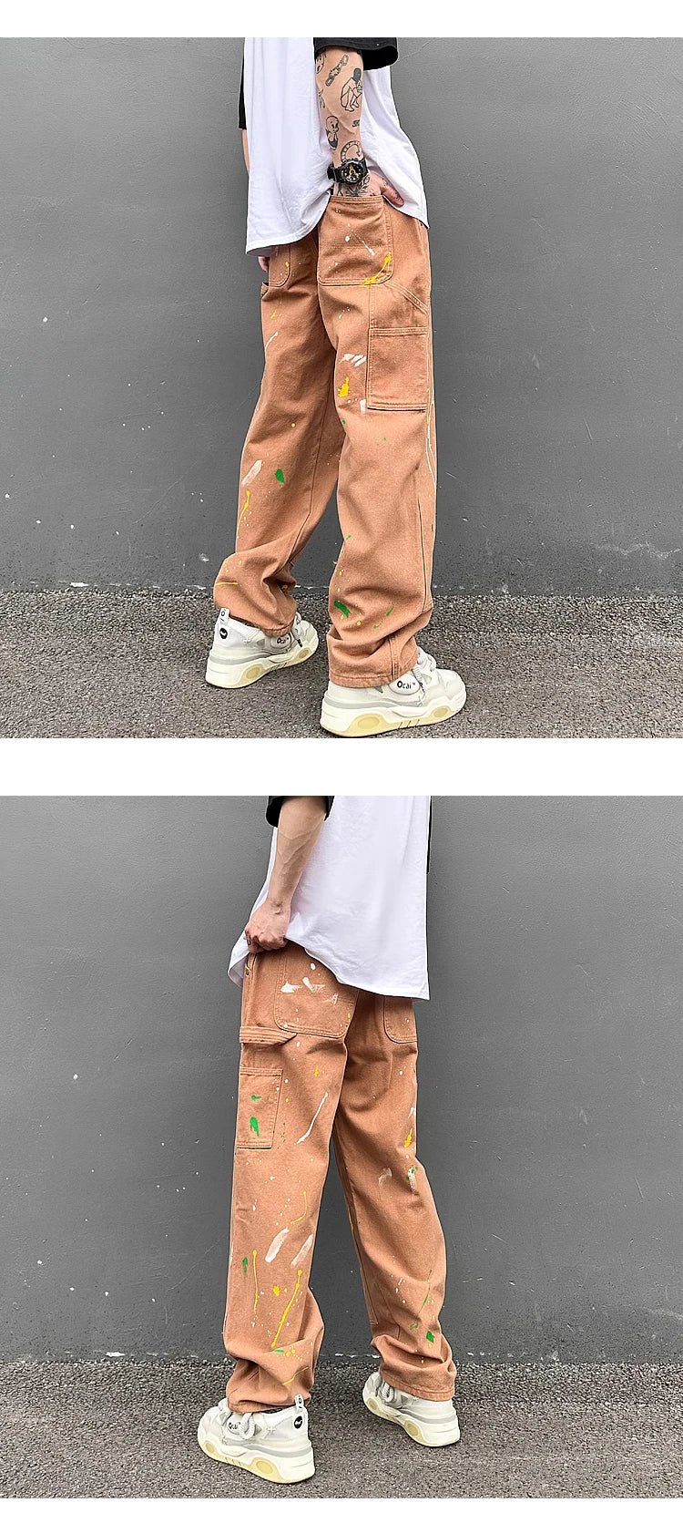 fashion graffiti printed denim jeans mens high street zipper straight jeans hip hop streetwear casual loose joggers jeans pants unique joggers style 1523
