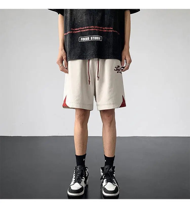 Korean fake two-piece sports basketball shorts men summer American fashion