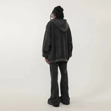 american ro black washed frayed flared jean high street trend personality vintage slim fit flare denim pants cleanfit distressed denim street jeans