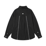 Back Zipper Vibe Style Black Long Sleeve Shirts Jackets for Men Streetwear Y2k Baggy Ropa Hombre Camisas Oversized Loose Coat