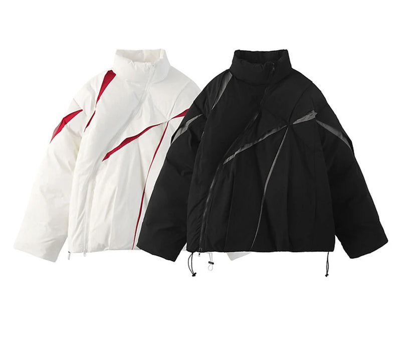 2023 Winter Hip Hop Thick Jacket Parka Men Patchwork Short Padded Jacket Coat Warm Streetwear Harajuku Puffer Jackets Unisex Y2K