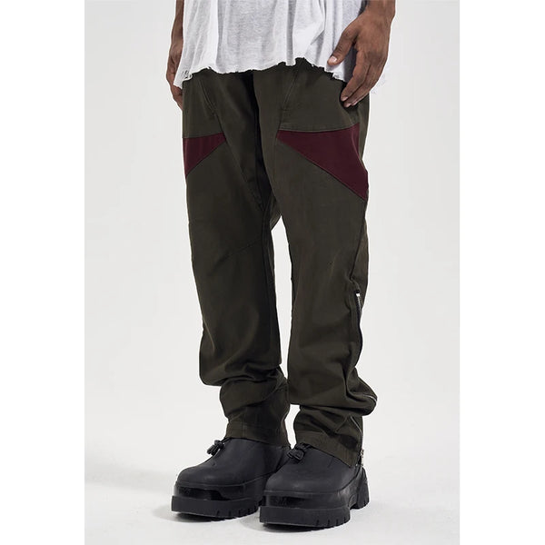 hip hop pants retro cargo straight pants mens patchwork side zipper harajuku streetwear joggers men casual loose cotton trousers casual joggers