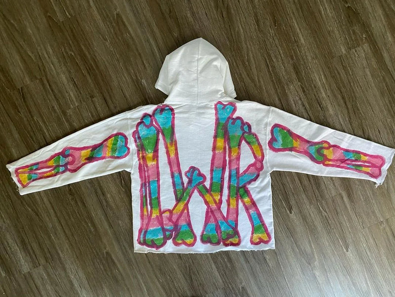 Y2K Womens Clothing Sweatshirt Long Sleeved Pullover Handdrawn Pattern