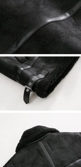 Winter Fur One-piece Cotton-padded Coat Men's Winter Korean-style Loose Suede Deer Leather Lambskin Motorcycle Leather Jacket