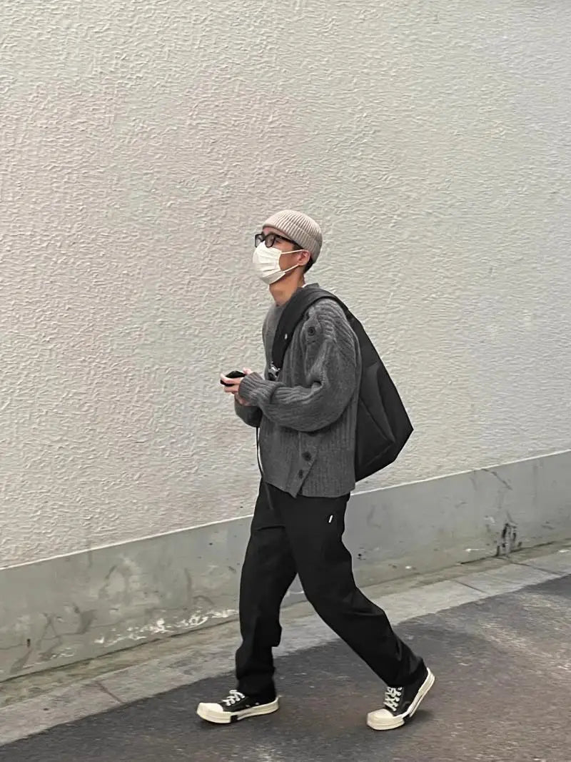 minimalist knit hoodie, photo-ready knit, unisex oversized techwear hoodie for men street style