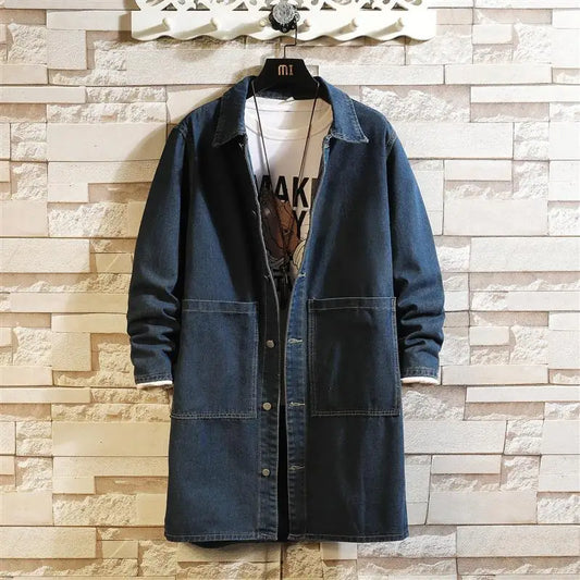 quality design style hop men-long-jean-jacket-winter-men-women-trend-big-pockets-turn-down-collar-trenchcoat-outerwear-fashion-black-loose-denim-coats streetwear urban oversized print material cf66e9 image everyday high wear - fit style hip casual premium fashion essential graphic unisex streetwear design ID 96e73